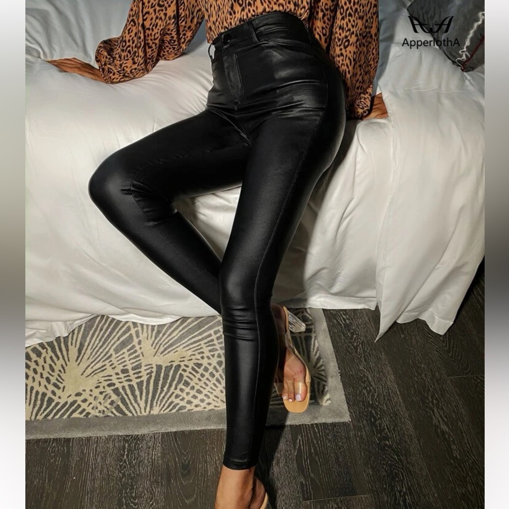 High Waisted Skinny Leather Pants